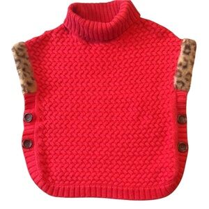 Aspen kids Red sweater vest with animal print short arms & side buttons Size 6-7